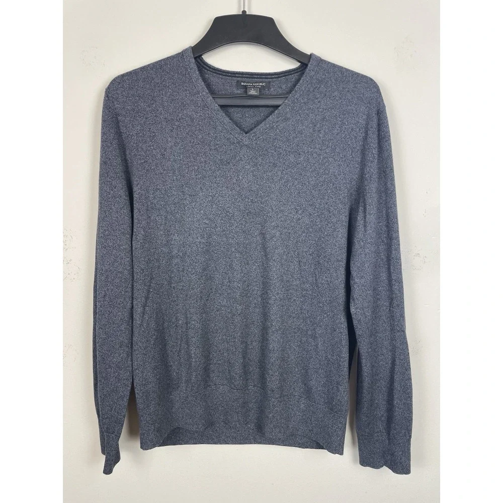 Banana Republic Luxury Blend Sweater Mens Large V-Neck Silk Cashmere Blend